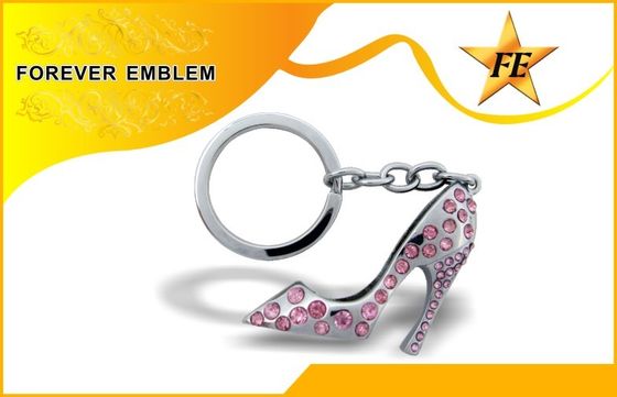 এড়িতোলা জুতো মেটাল প্রোমোশনাল Keychains কাঁচ সঙ্গে সিলভার
