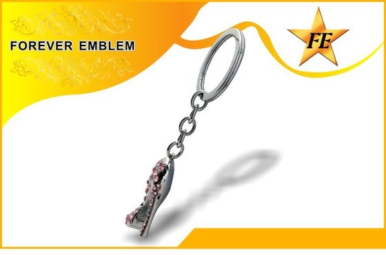 এড়িতোলা জুতো মেটাল প্রোমোশনাল Keychains কাঁচ সঙ্গে সিলভার
