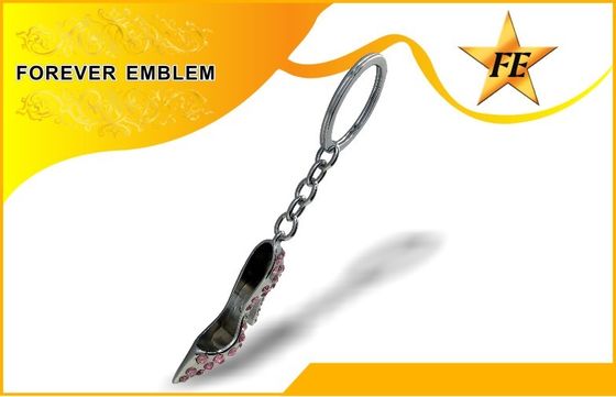 এড়িতোলা জুতো মেটাল প্রোমোশনাল Keychains কাঁচ সঙ্গে সিলভার