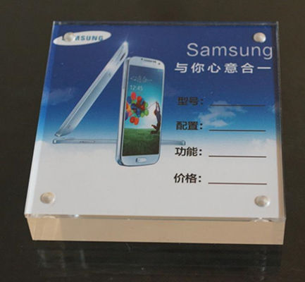 স্কয়ার tabletop plexiglass এক্রাইলিক সাইন ধারক স্ট্যান্ডার্ড নকশা স্ট্যান্ড