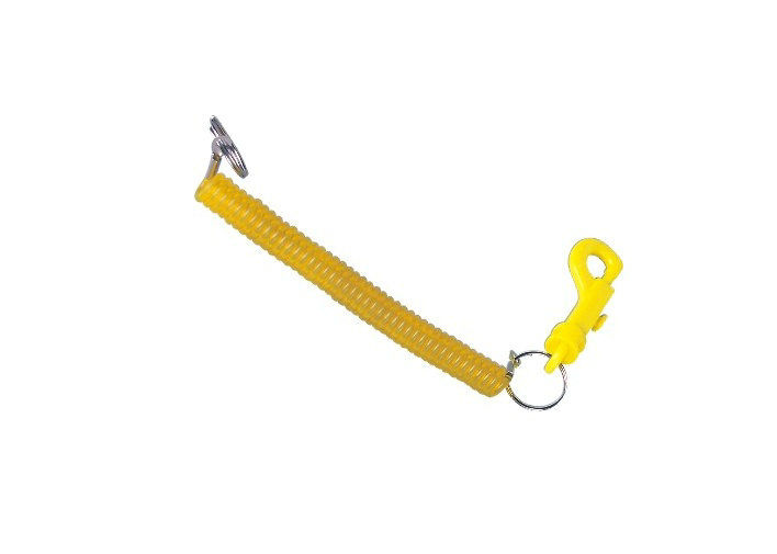 হলুদ পিপি প্লাস্টিক এবং PVC প্রোমোশনাল Keychains, সর্পিল কর্ড 30583 সঙ্গে ক্রেডিট কার্ড ধারক